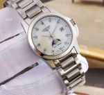 Fake Longines Moon Phase SS White Face Quartz Watch Lady Watch